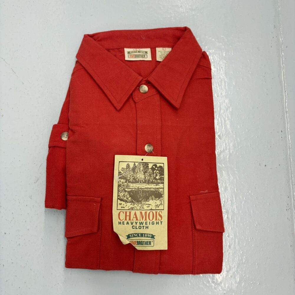 NOS Vintage 90s FiveBrother Red Chamois Flannel Shirt